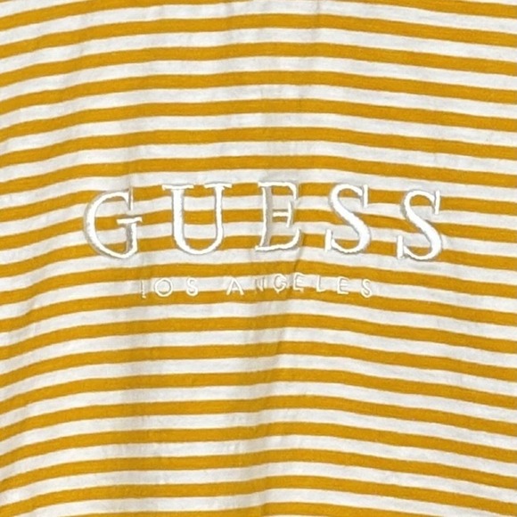 Guess Y2K Upcycled Yellow Striped Crop Top Womens S Streetwear Skater Tomboy - Picture 2 of 7